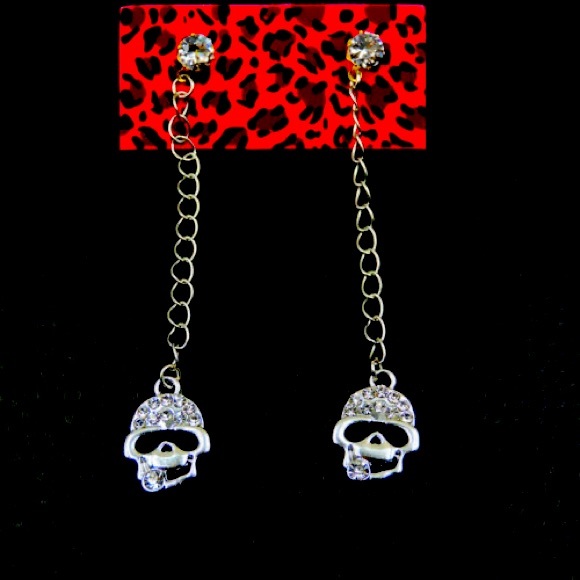 Betsey Johnson Jewelry - New BetseyJohnson Crystal Skull Earnings
